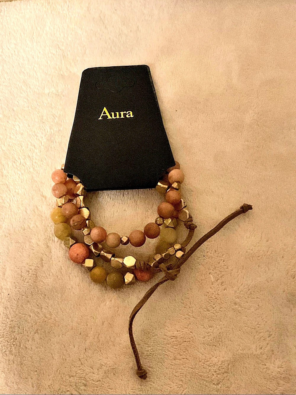 Aura Beaded Layered Necklace in Brown & Gold Like New